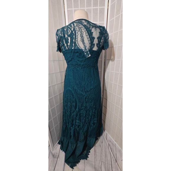 NWT Torrid Blue Maxi Lace Button-Front Skater V-Neck Dress Plus Size: 0X (12) - Picture 5 of 5